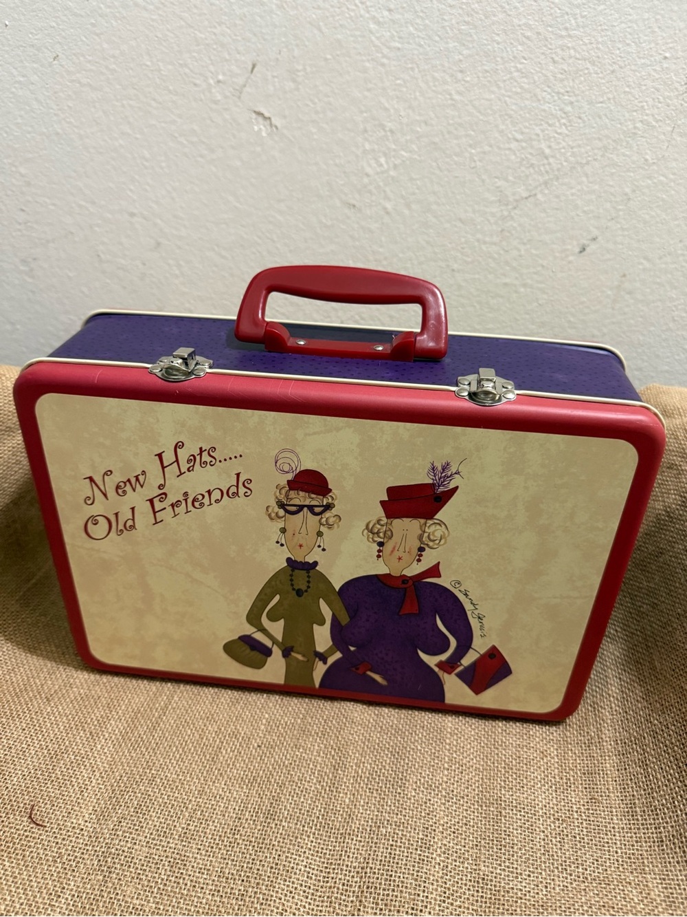 Red Hatters Vintage-Inspired Decorative Tin Lunch Box Carrying Case